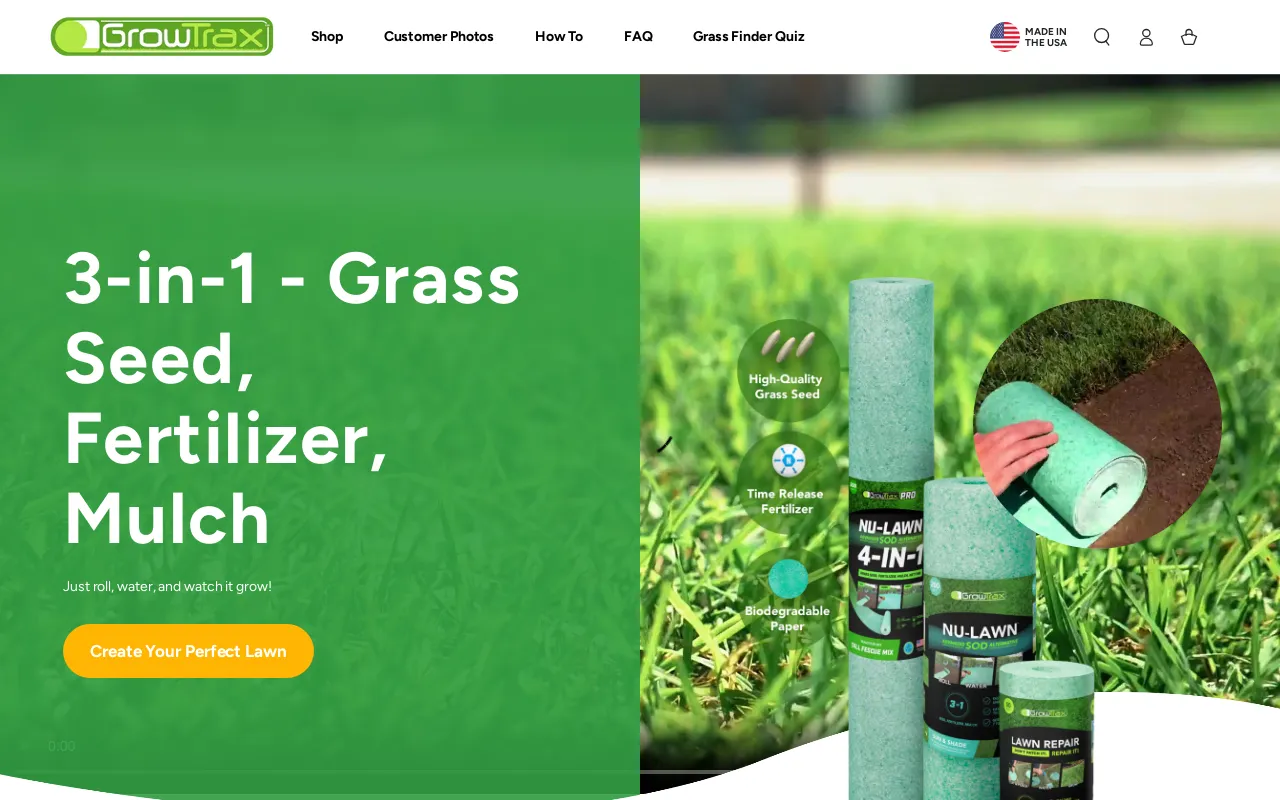 GrowTrax Grass website screenshot