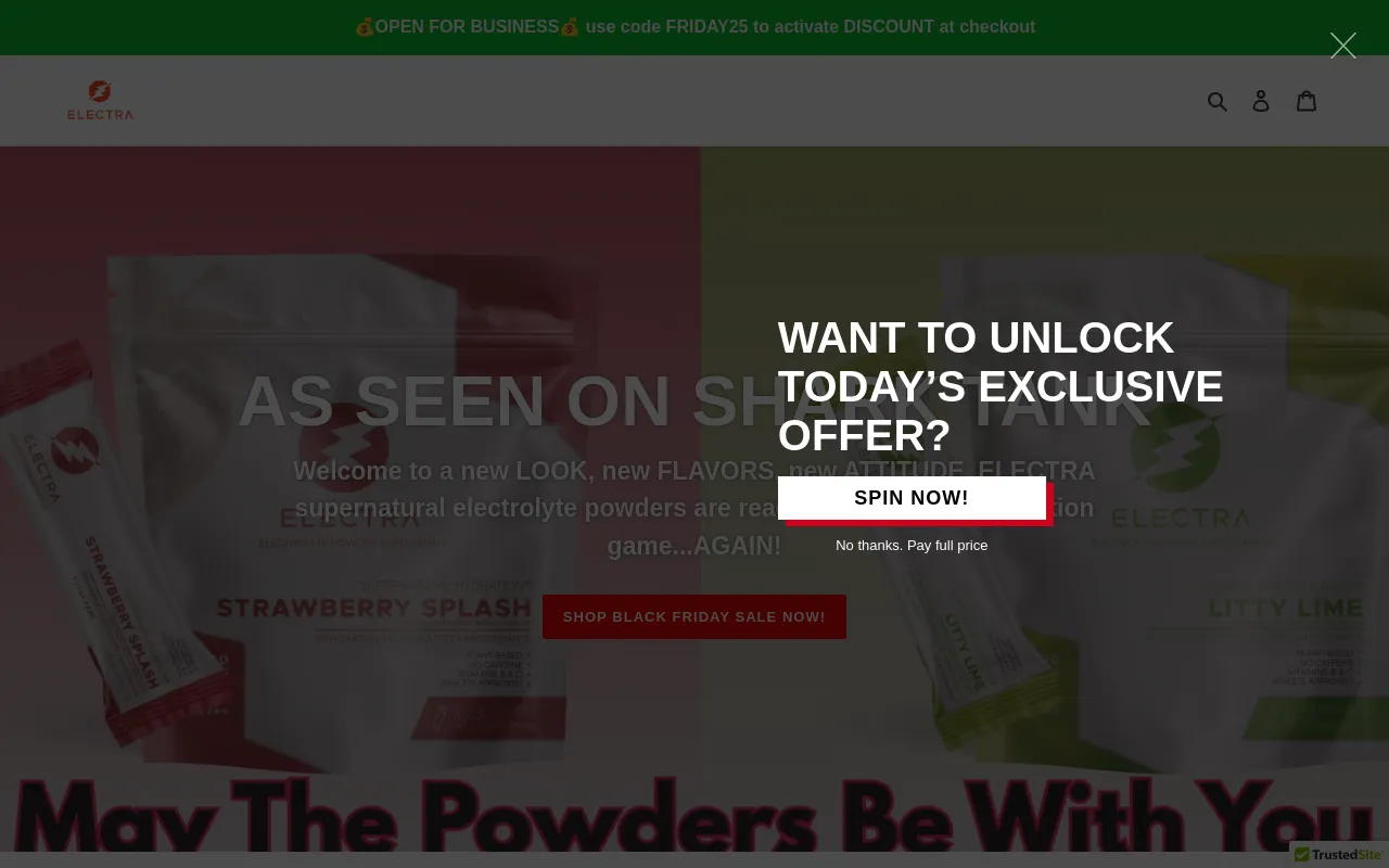 Electra Beverages website screenshot