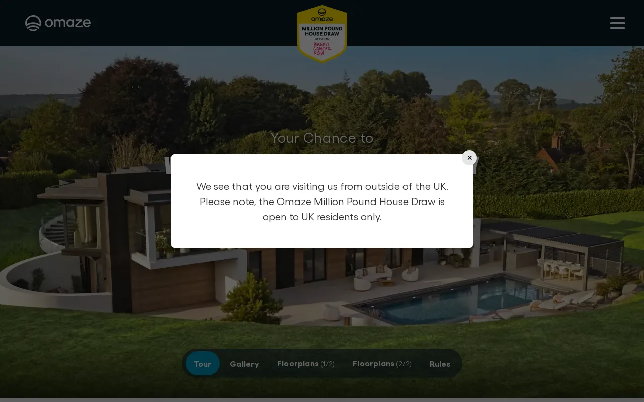 Omaze UK screenshot
