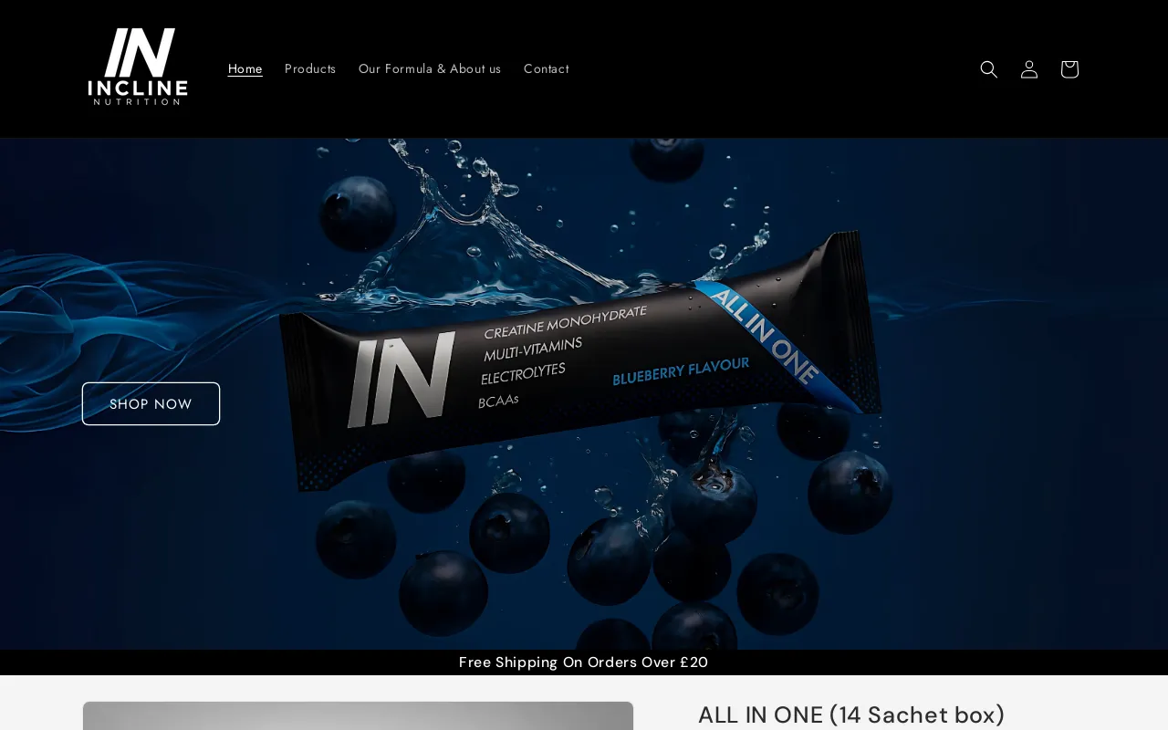 INCLINE NUTRITION website screenshot