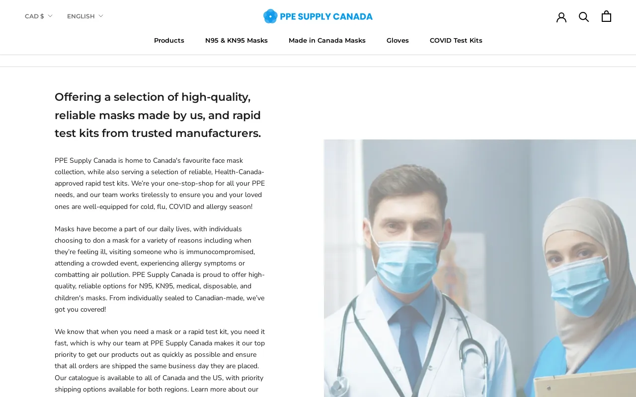 PPE Supply Canada screenshot