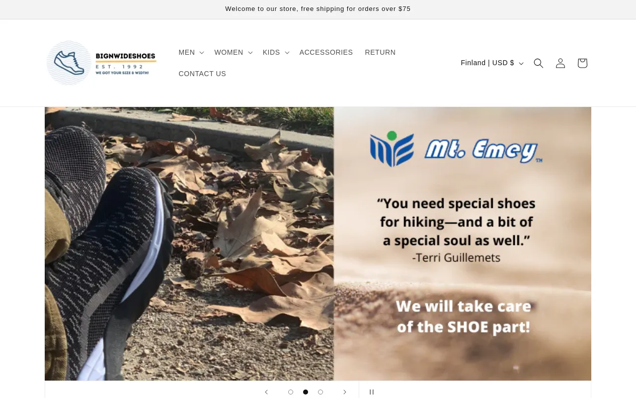 bignwideshoes.com screenshot