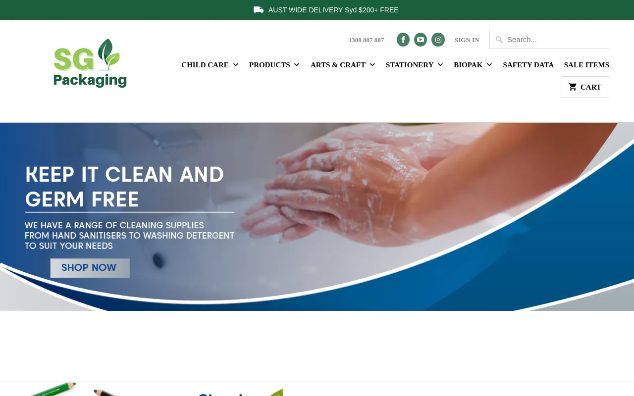 SG Packaging website screenshot