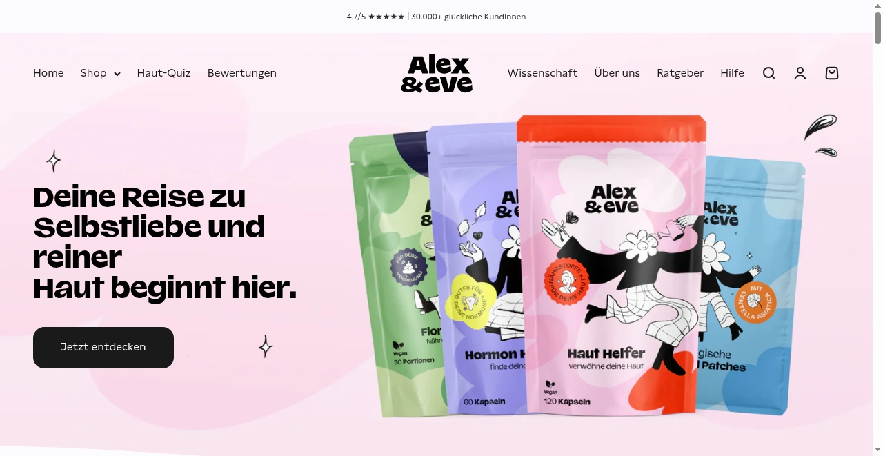 Alex&eve website screenshot
