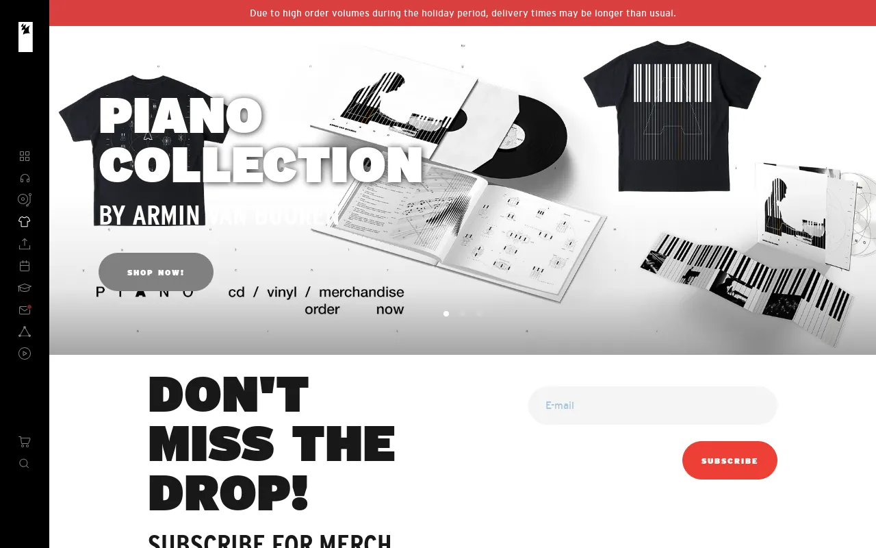 Armada Music Webshop screenshot