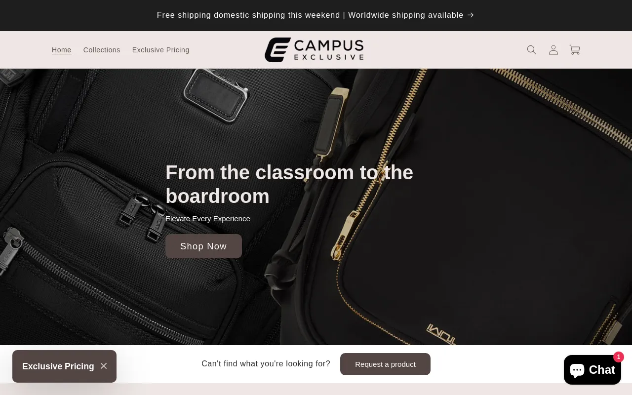 Campus Exclusive website screenshot