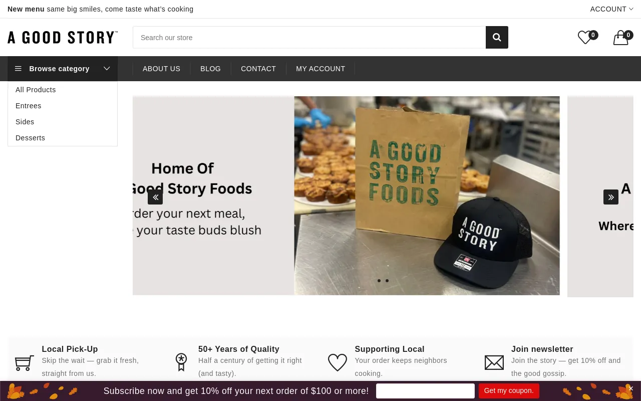 A Good Story Foods screenshot