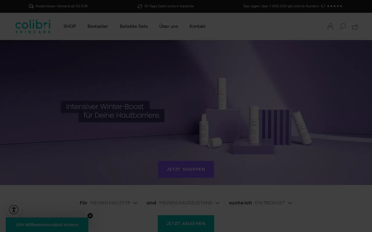 colibri skincare screenshot
