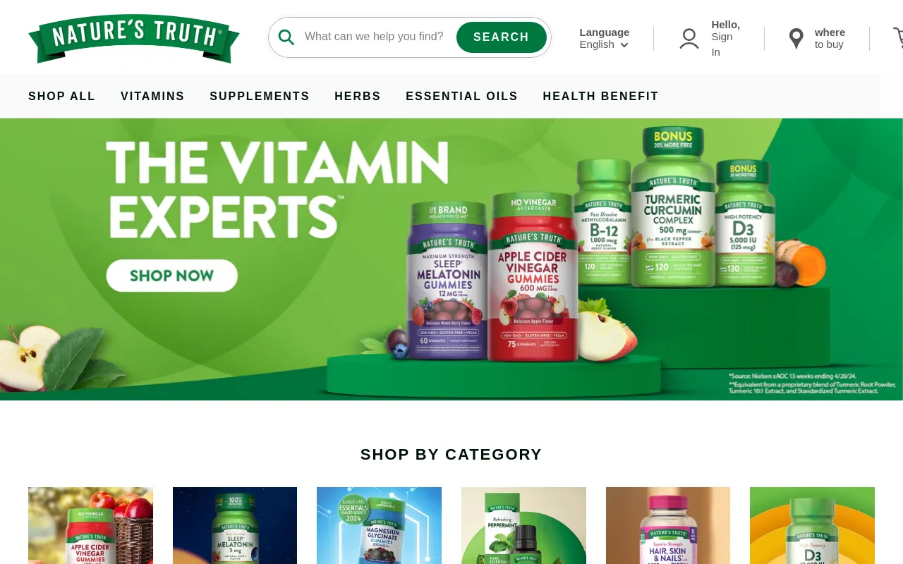 Nature's Truth website screenshot