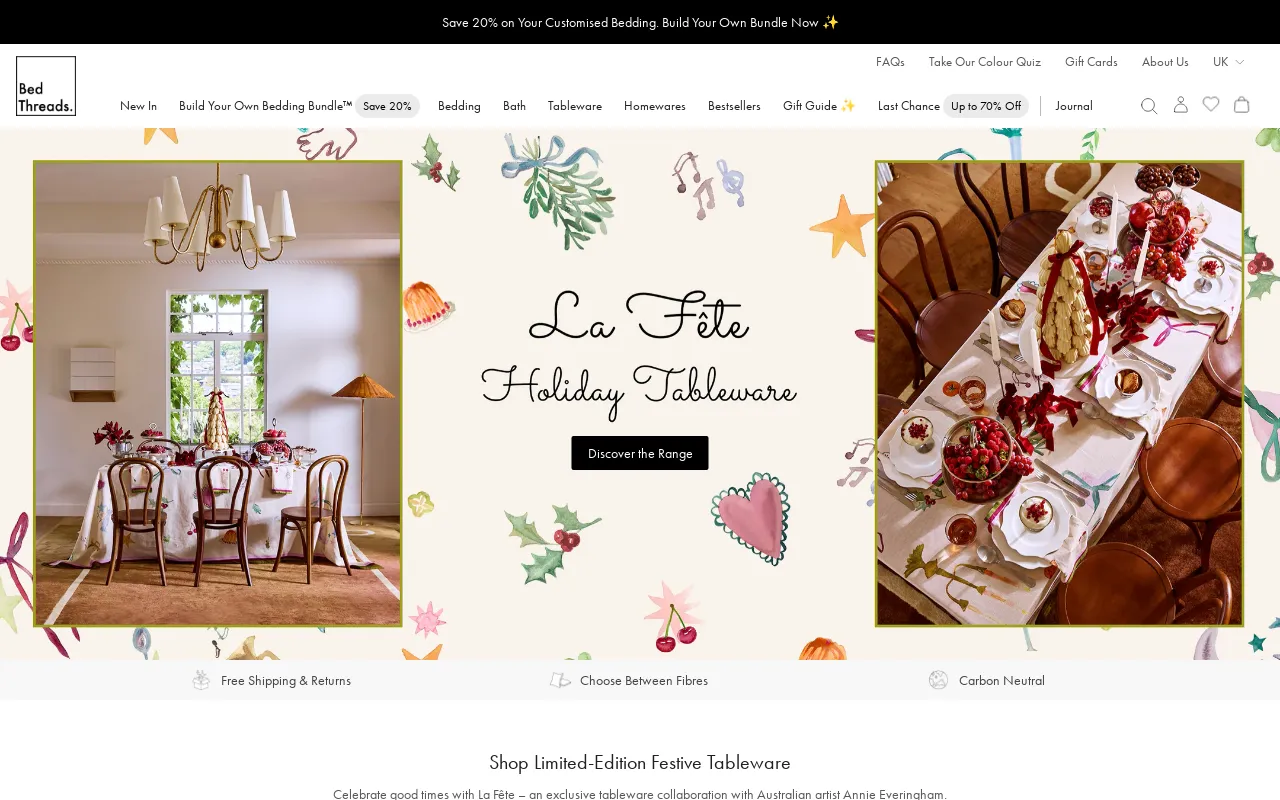 Bed Threads website screenshot