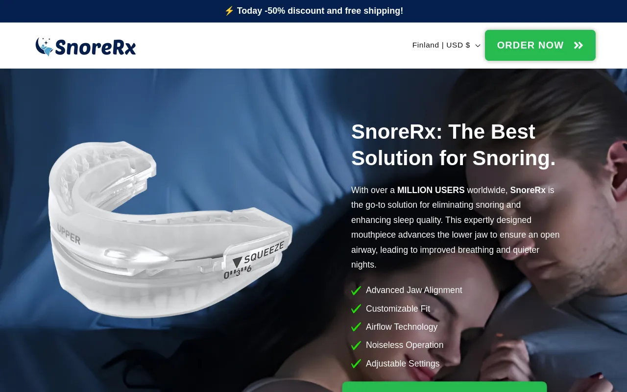 SnoreRx website screenshot