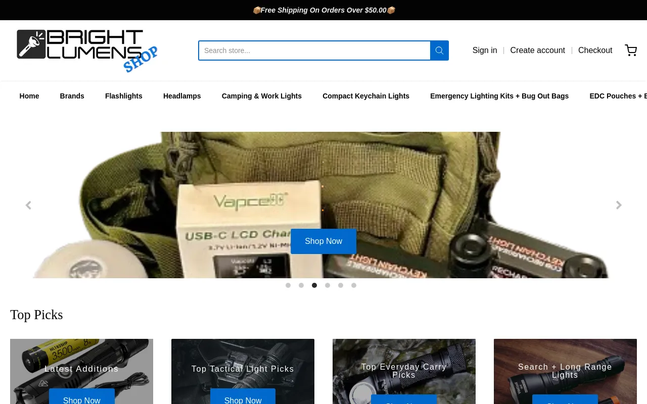 BrightLumenshop.com screenshot