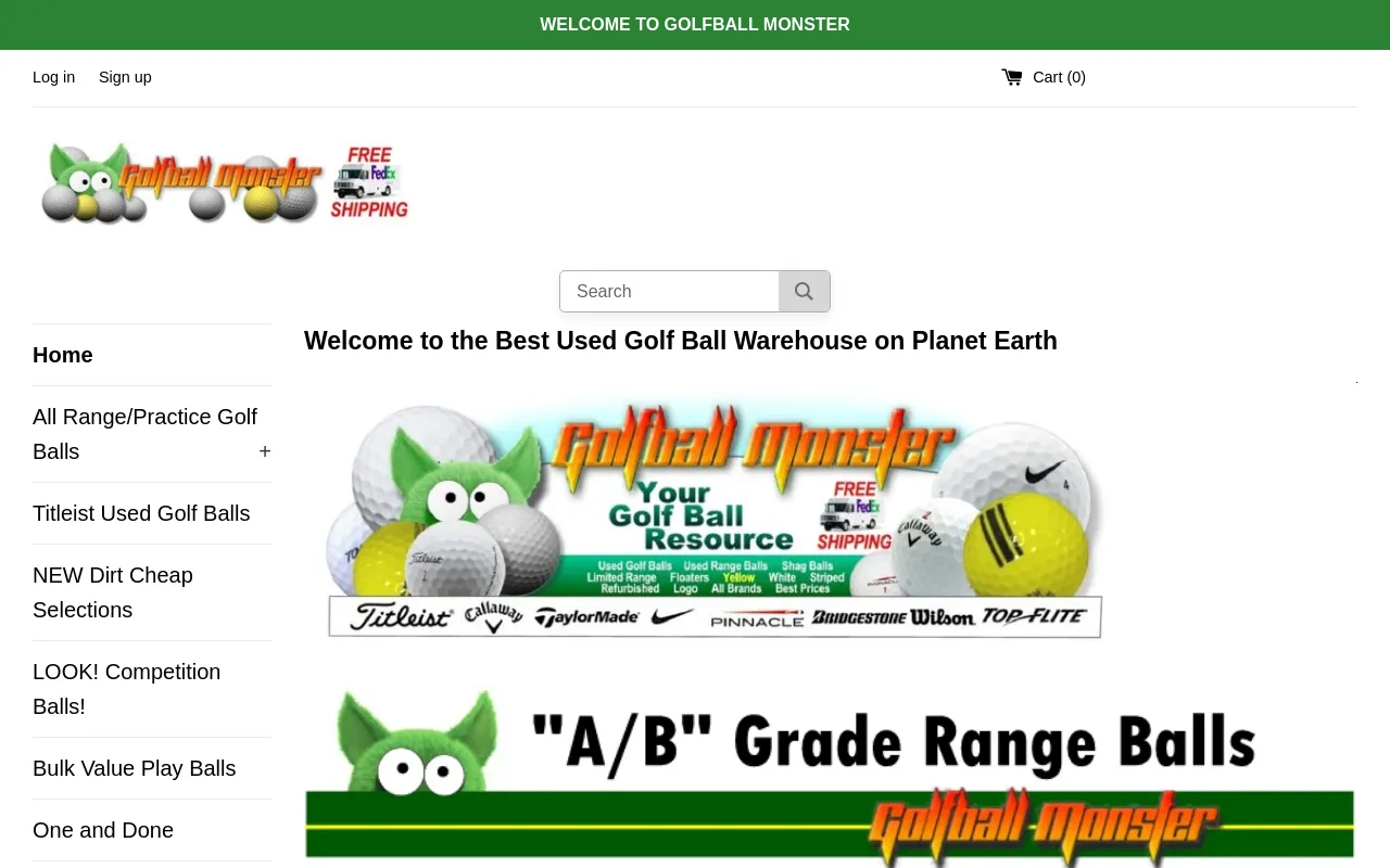 Golfball Monster website screenshot