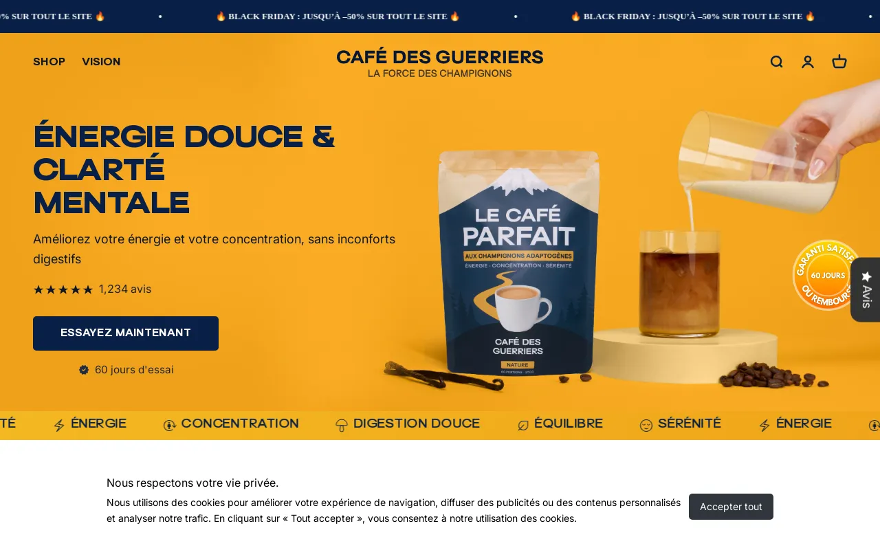 Café des Guerriers website screenshot