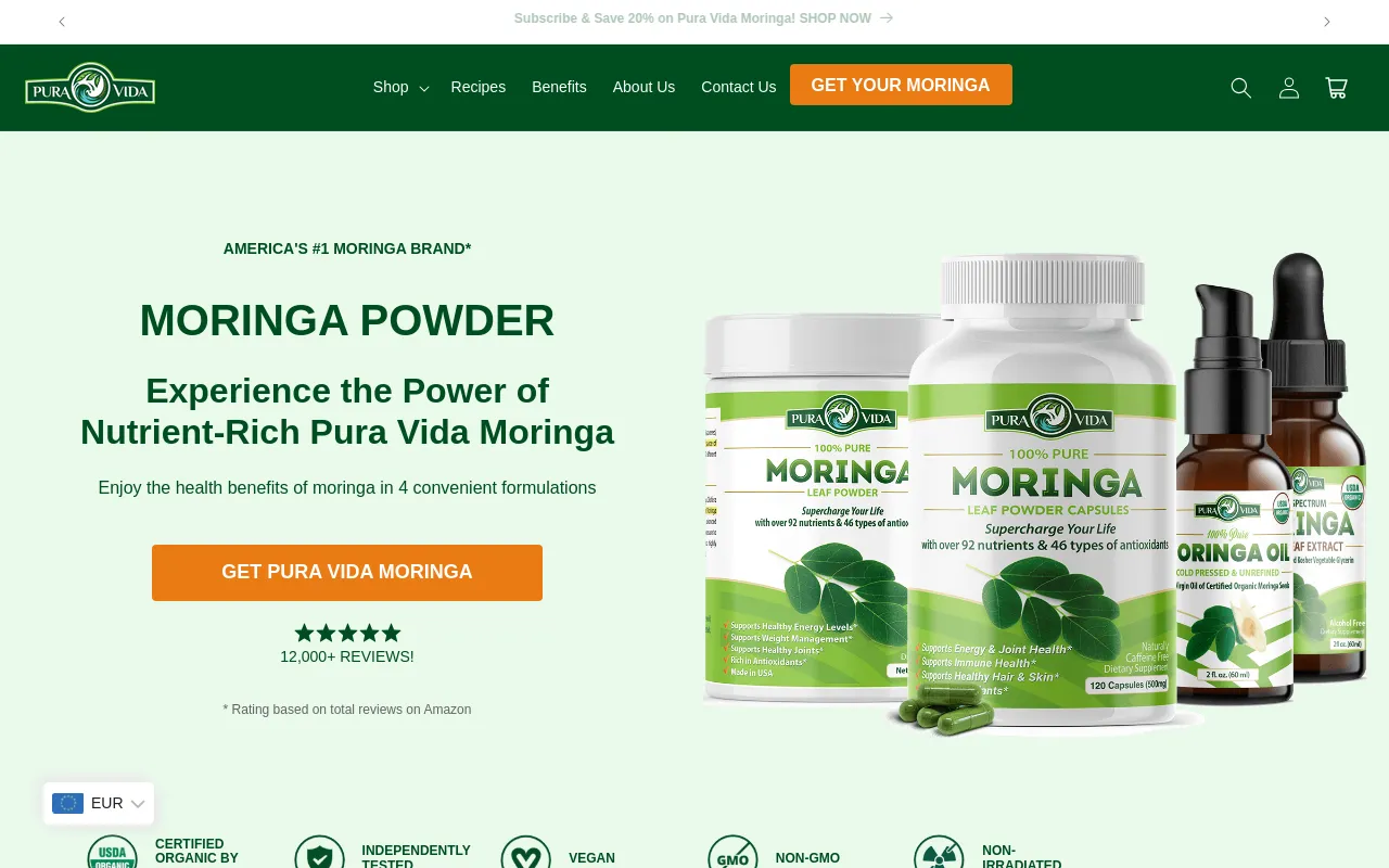 Pura Vida Moringa screenshot