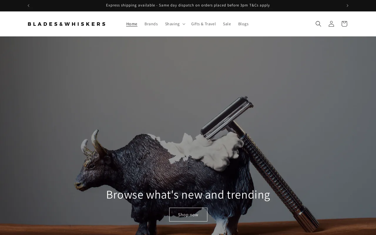 Blades & Whiskers website screenshot