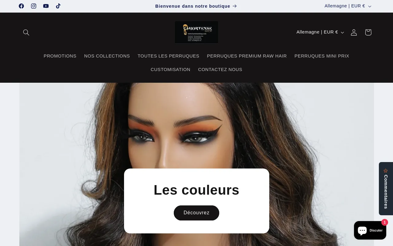 Perruques naturelles – HORTENSESHOP screenshot