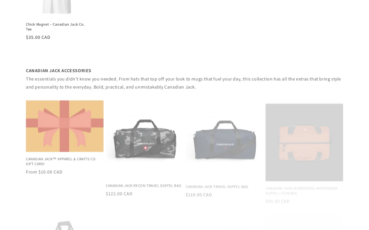 CANADIAN JACK™ APPAREL & CRAFTS CO. website screenshot