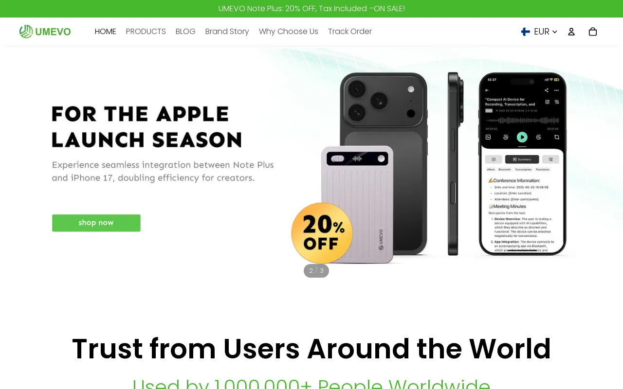 UMEVO website screenshot