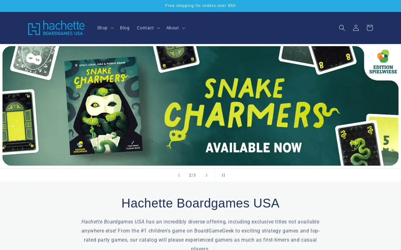 Hachette Boardgames US website screenshot