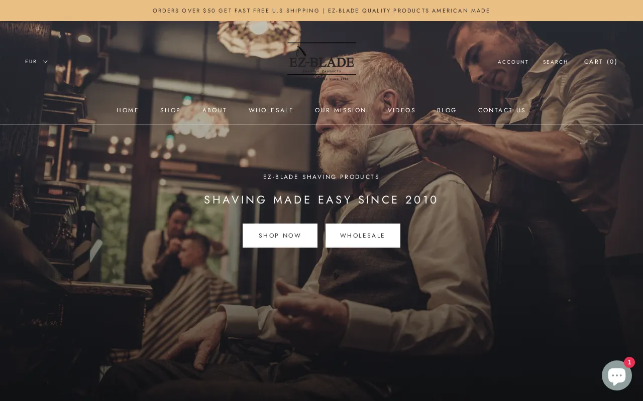 EZ BLADE Shaving Products website screenshot