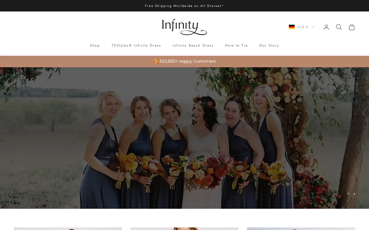 InfinityDress.com screenshot