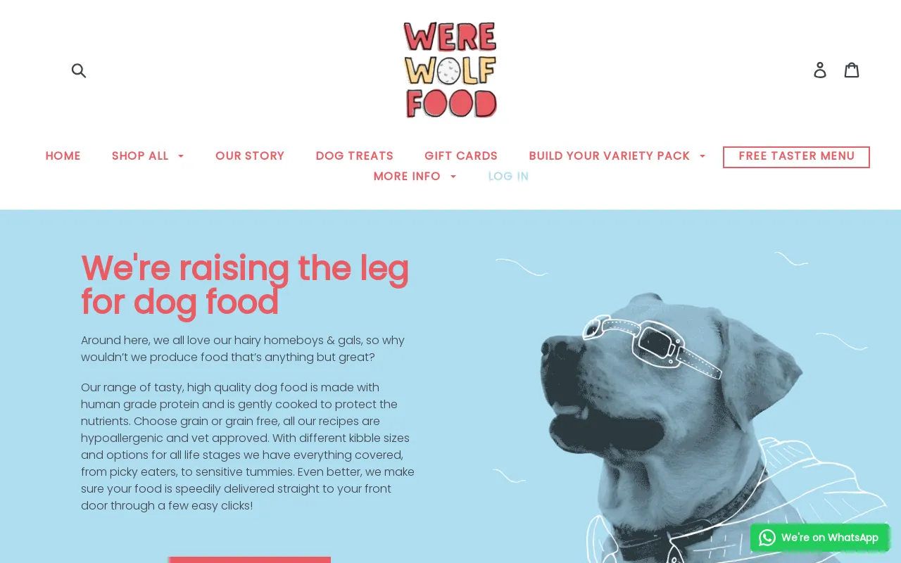 Were Wolf Food website screenshot
