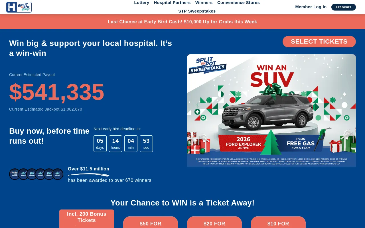 Split the Pot Lottery screenshot