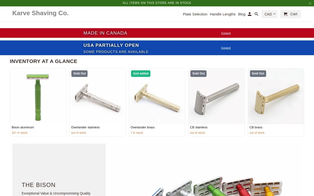 Karve Shaving Co. website screenshot