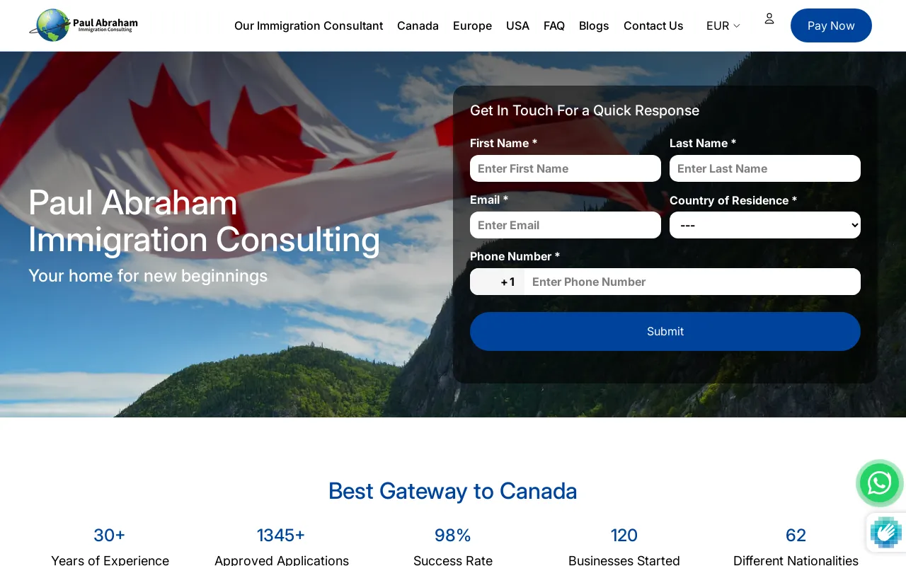Paul Abraham Immigration Consulting screenshot