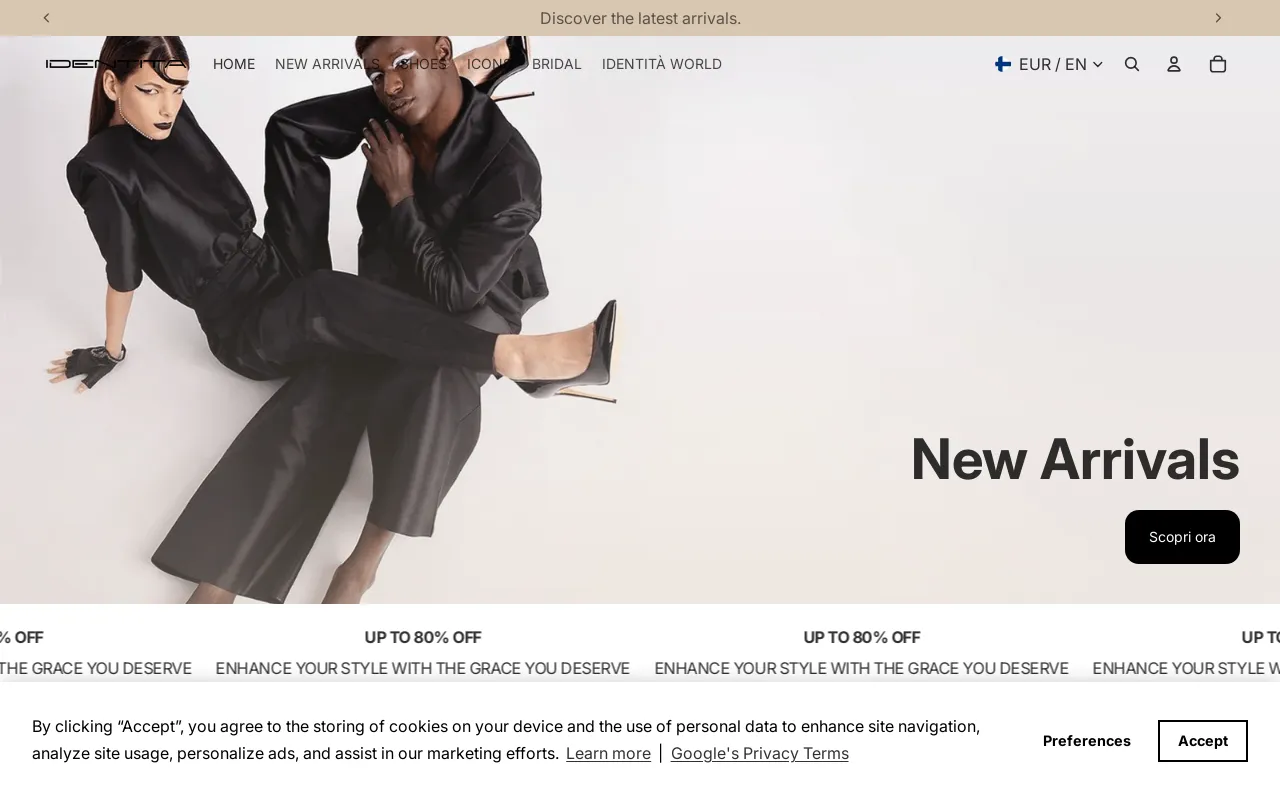 Identità Shoes website screenshot
