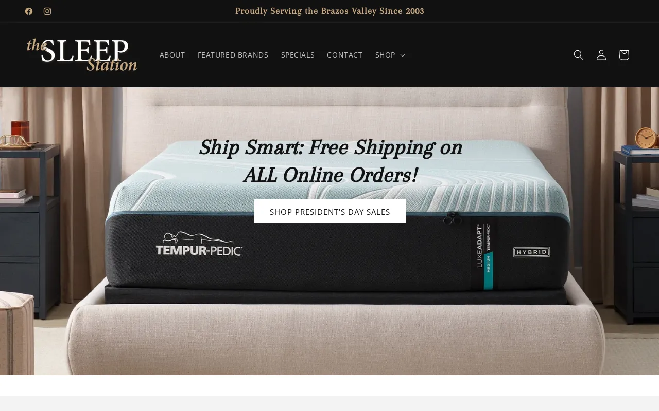 The Sleep Station website screenshot