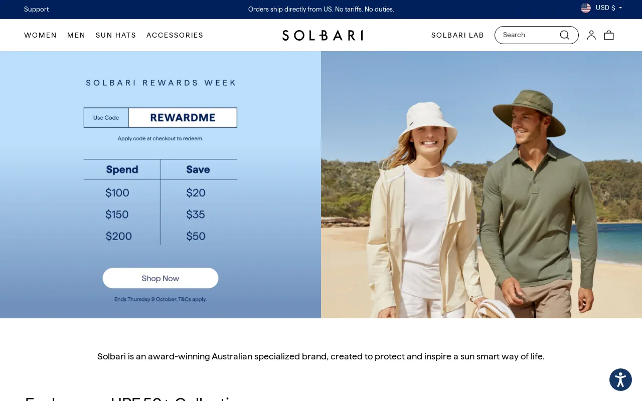 Solbari USA screenshot