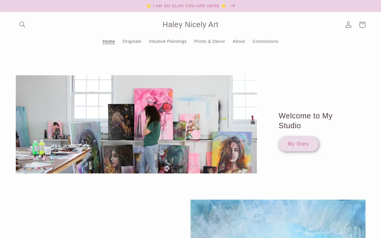 Haley Nicely Art website screenshot