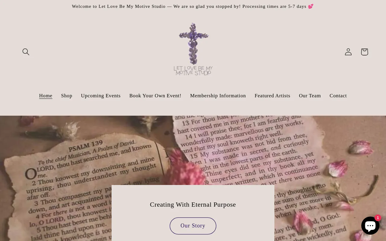 Let Love Be My Motive Studio website screenshot