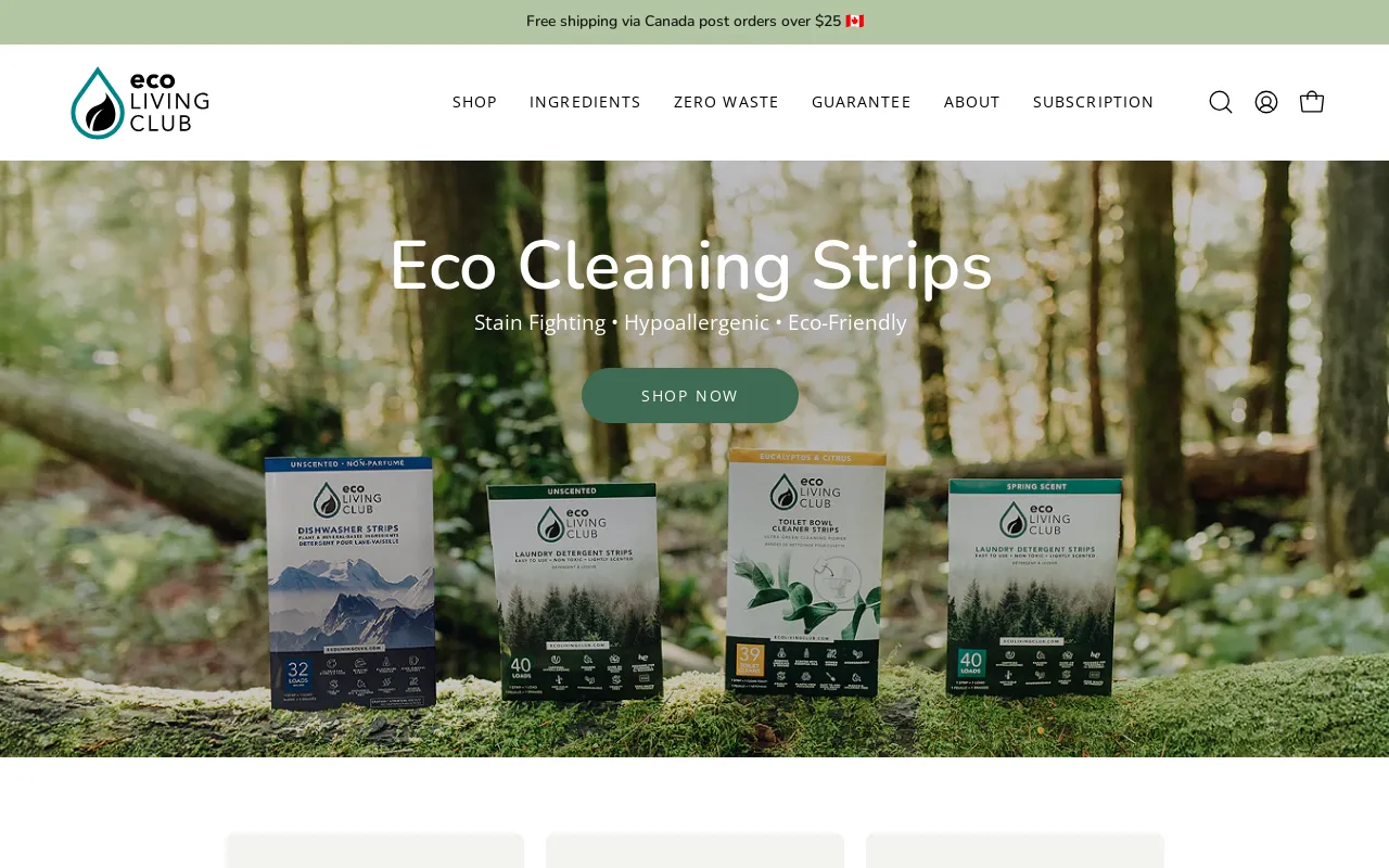 Eco Living Club website screenshot