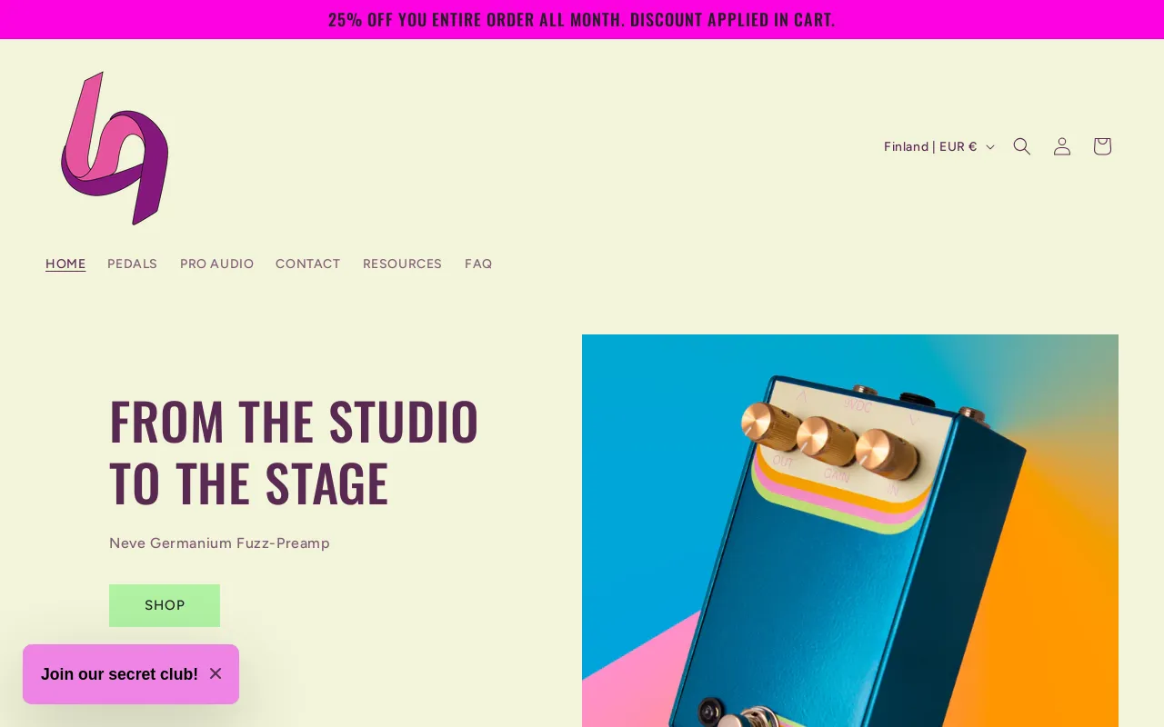 Lauren Audio website screenshot