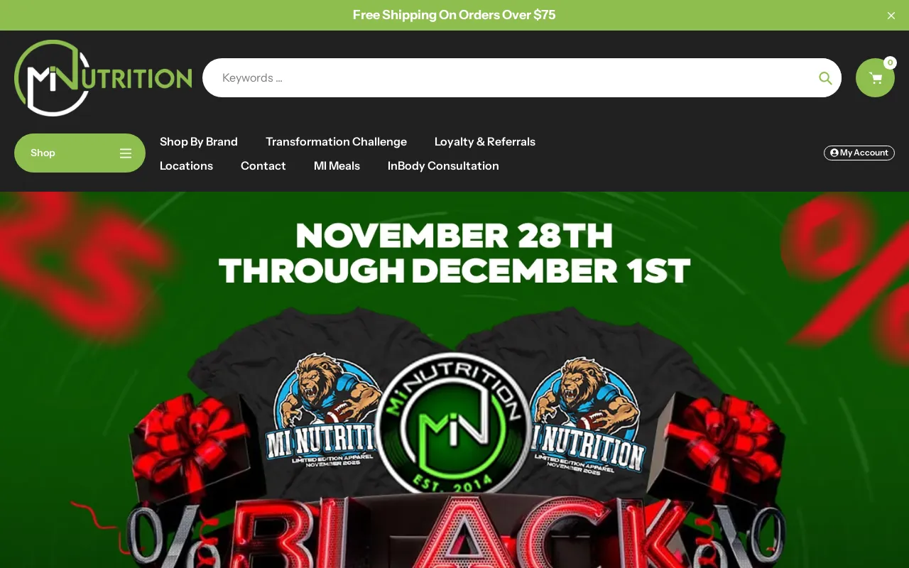 MI Nutrition website screenshot