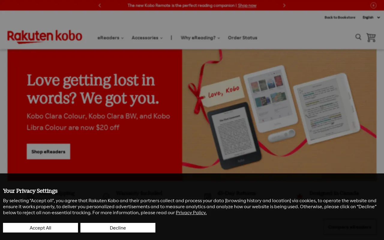 Rakuten Kobo (CA) eReader Store screenshot