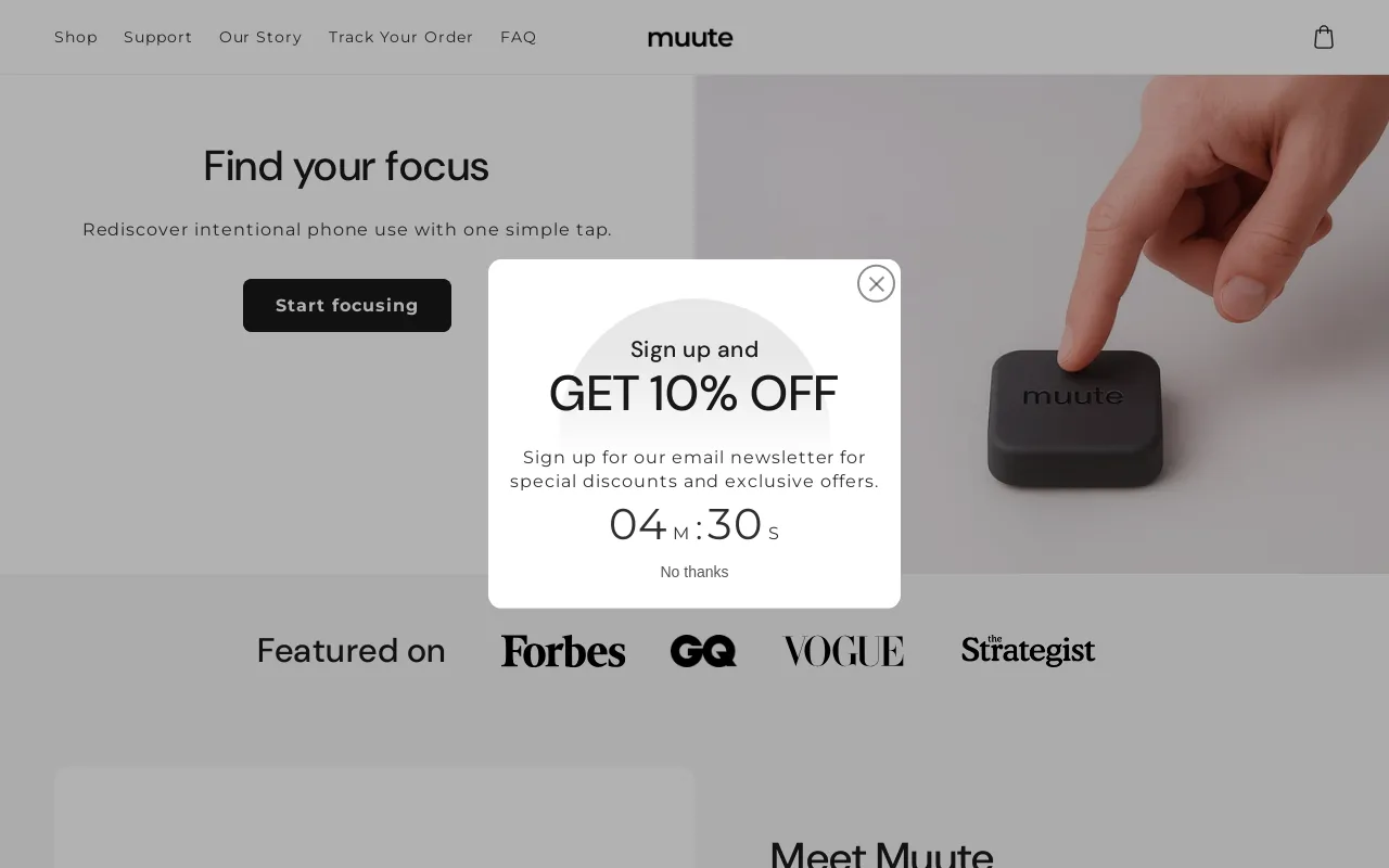 Muute website screenshot