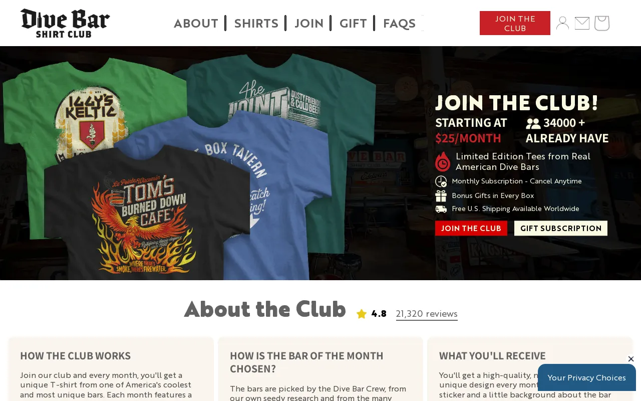 Dive Bar Shirt Club screenshot