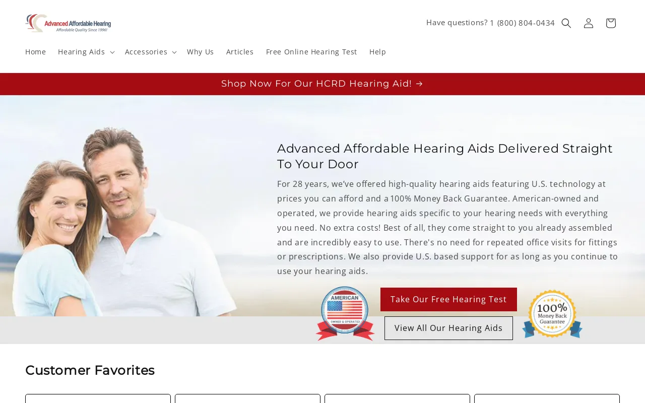 Advanced Affordable Hearing, LLC website screenshot