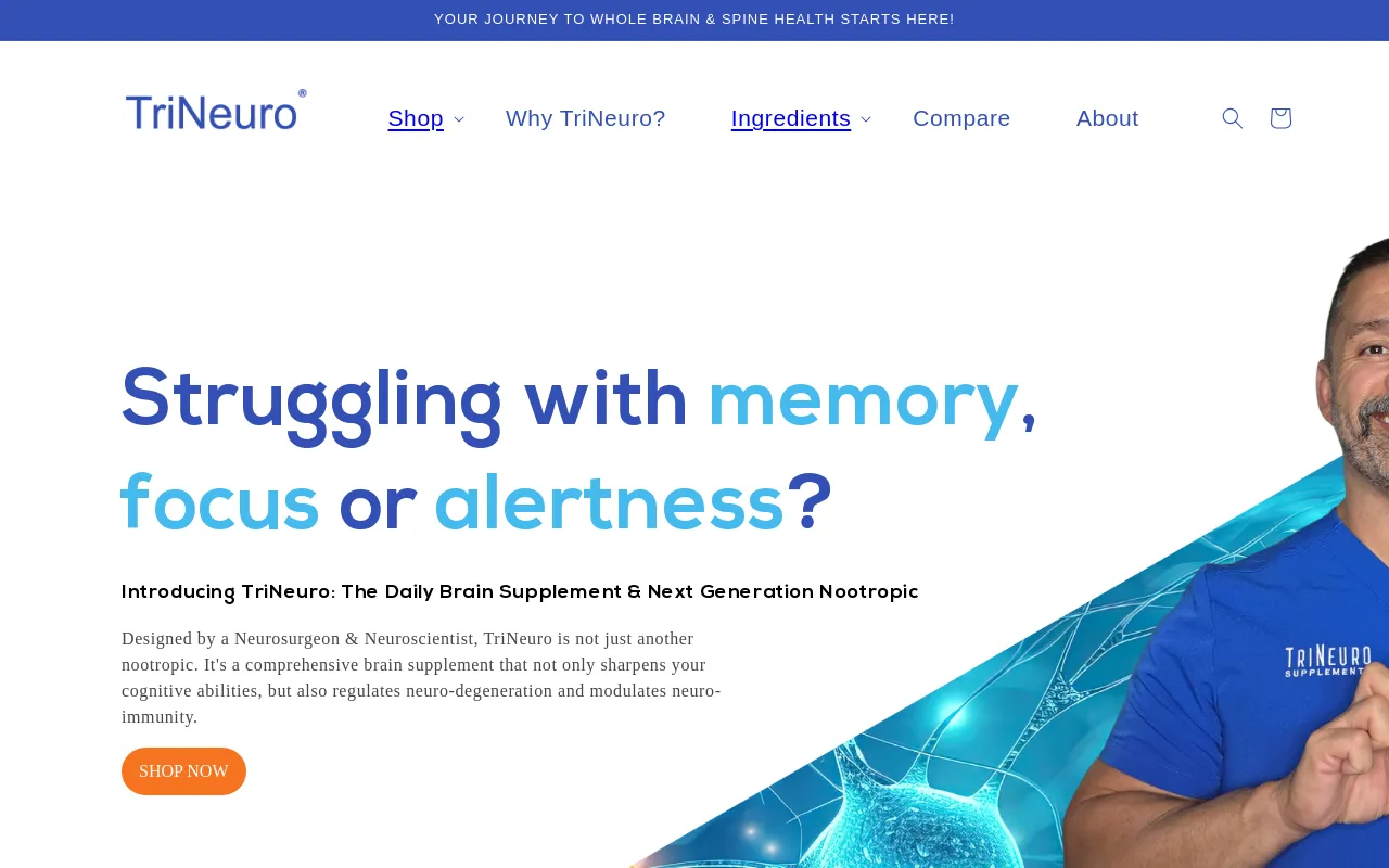 TriNeuro Supplements screenshot