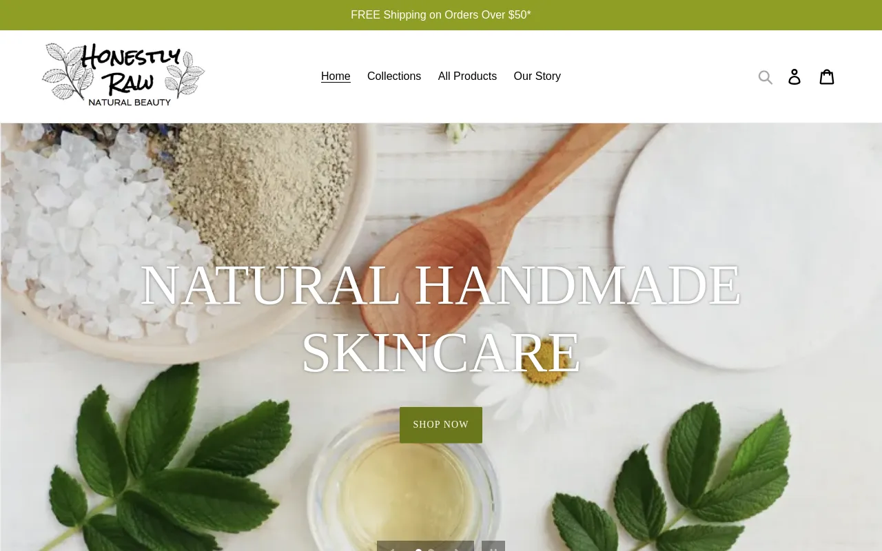 Honestly Raw Beauty website screenshot