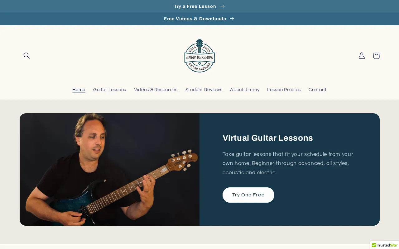GuitarWithJimmy website screenshot