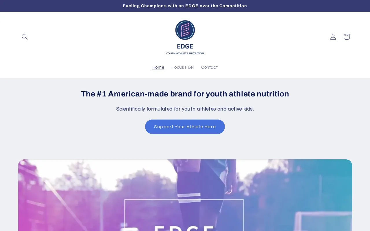 EDGE Youth Athlete Nutrition website screenshot