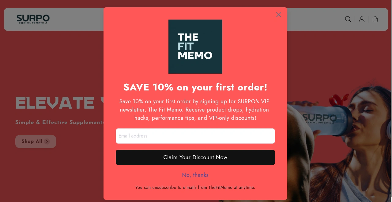 Surpo Nutrition website screenshot