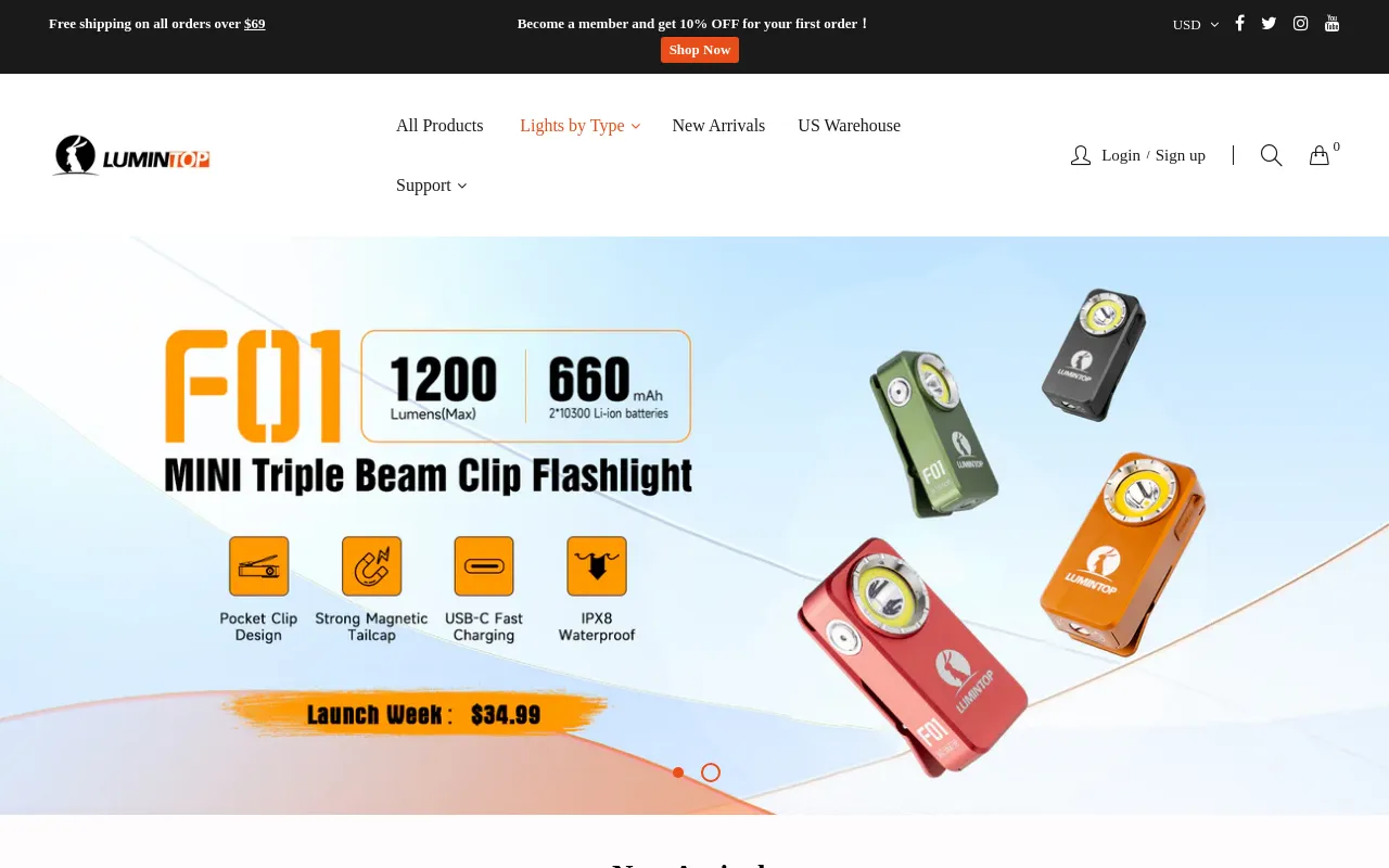 Lumintop Official Online Store screenshot