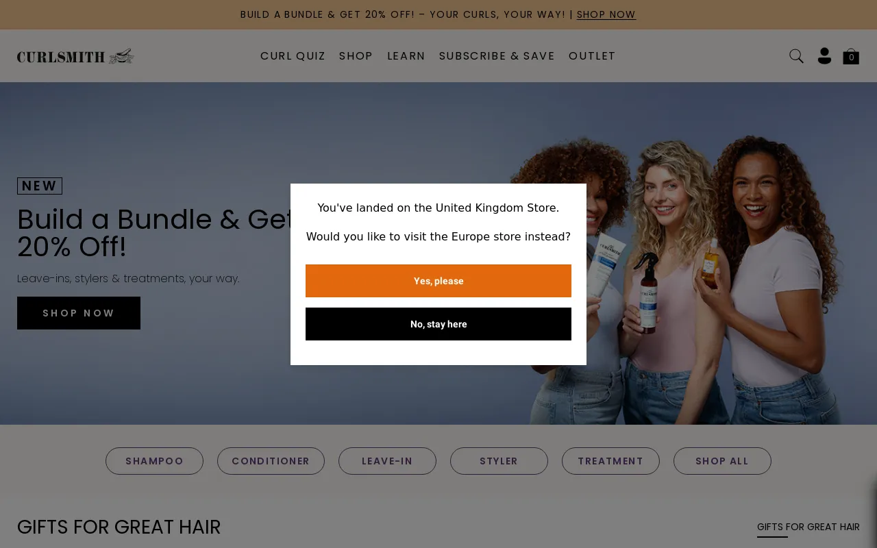 Curlsmith UK screenshot