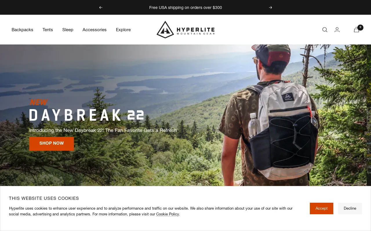 Hyperlite Mountain Gear screenshot